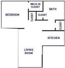 1 Bed 1 Bath 18-2051 floor plan
